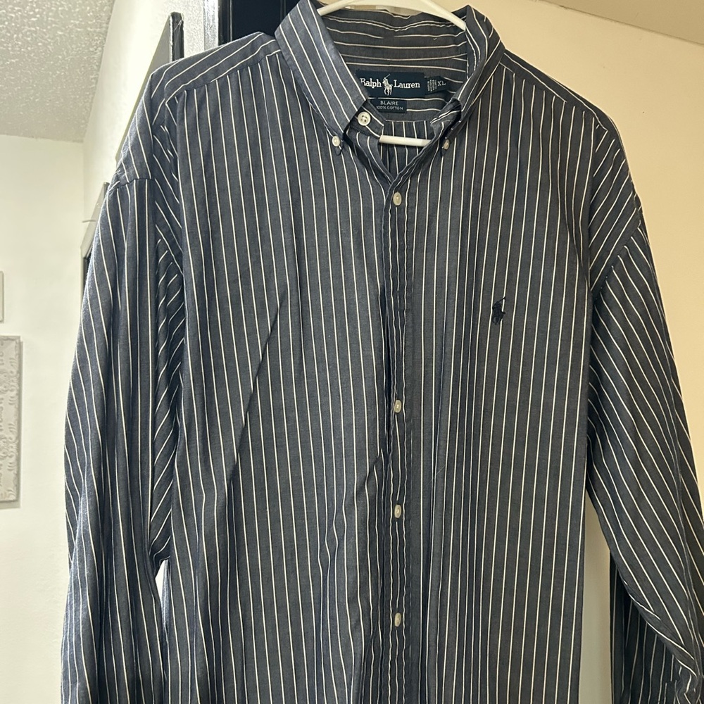 Ralph Lauren Men's Navy Pinstripe Shirt